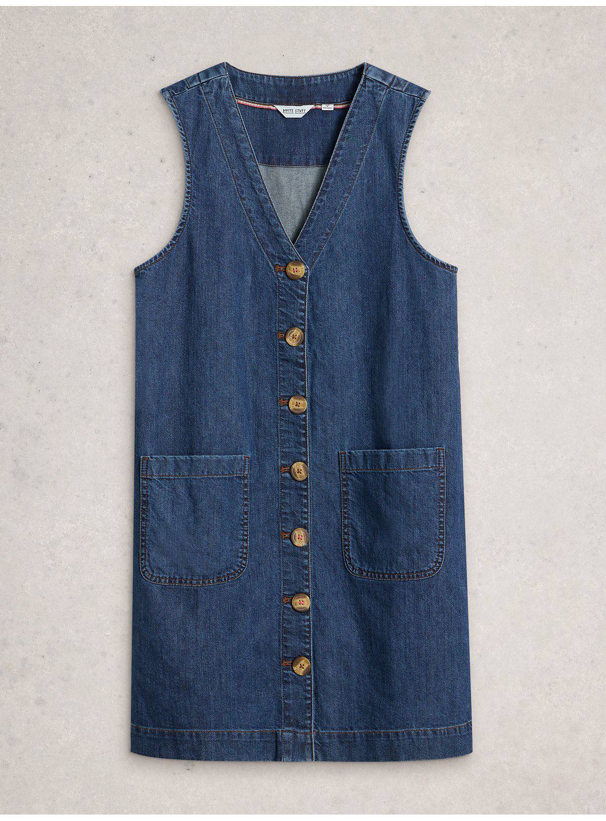 WHITE STUFF Rose Denim Pinny Dress 16 - Image 5